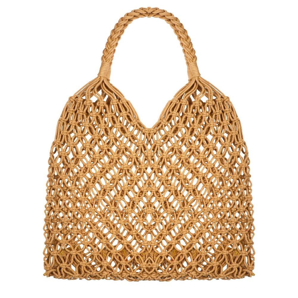 Travel Beach Fishing Net Handbag Woven Shoulder Bag Cotton Rope Macrame Mesh :]
